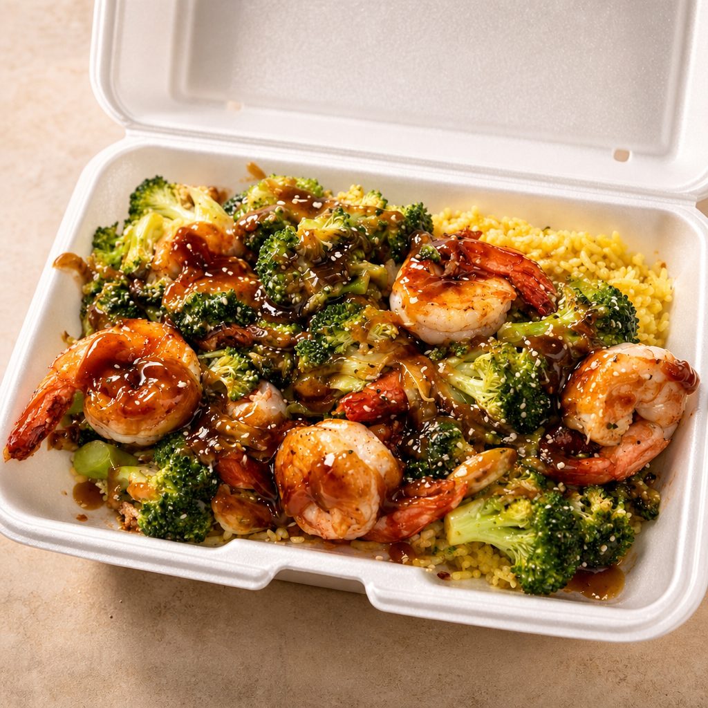 Honey Garlic Shrimp Rice Bowl.