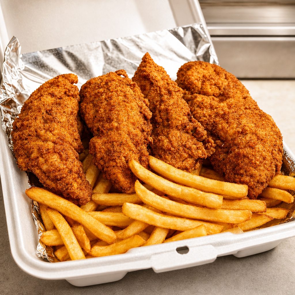 Homemade Chicken Tenders Basket.