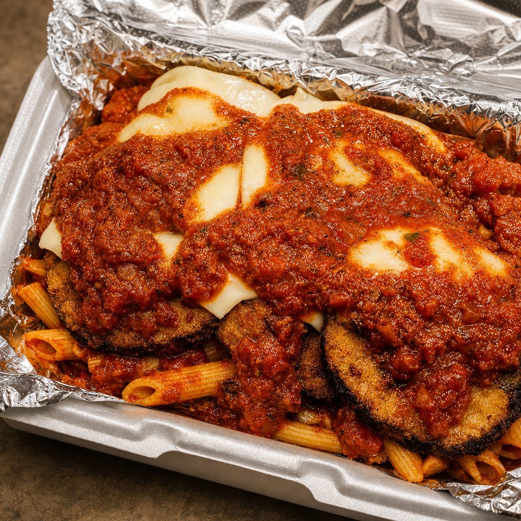 Eggplant Parmesan & Ziti.