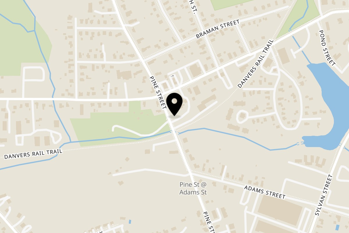 Map showing the location of Pete's-A-Place on 142 Pine St in Danvers